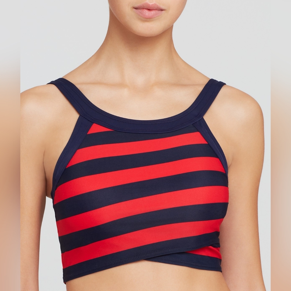 DKNY striped bathing suit Top, fuller coverage with removable pads